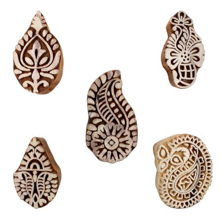 Set of 5 Piece New Mix Wooden Printing Blocks